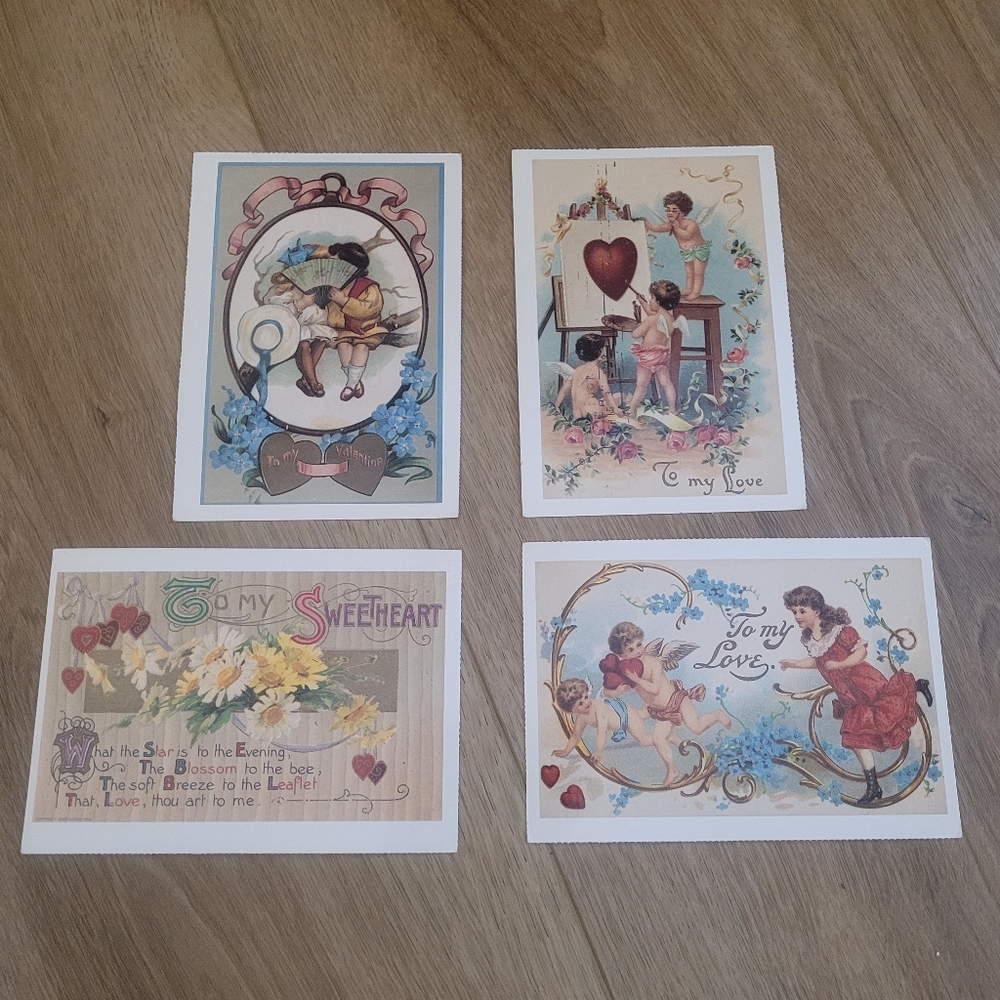 Vintage‎ Romantic Valentine's Postcard Set of 4